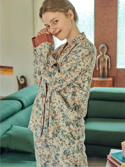 Vintage Rose Garden Satin Pajama Set