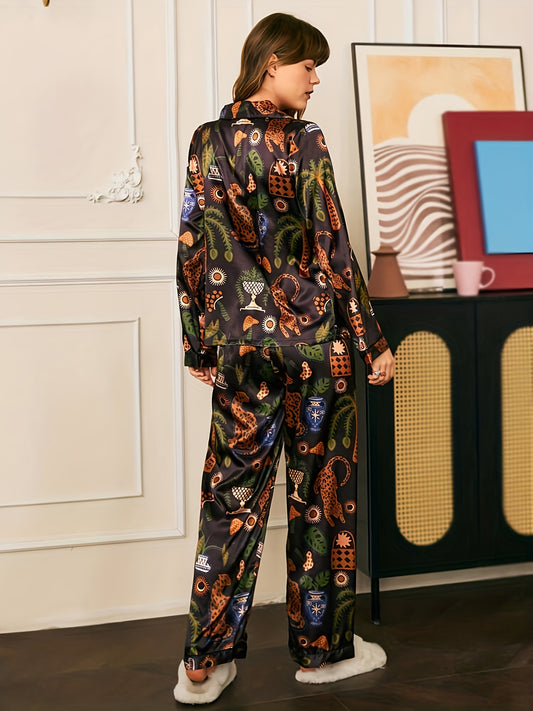 Midnight Panther Luxe Satin Pajama Set